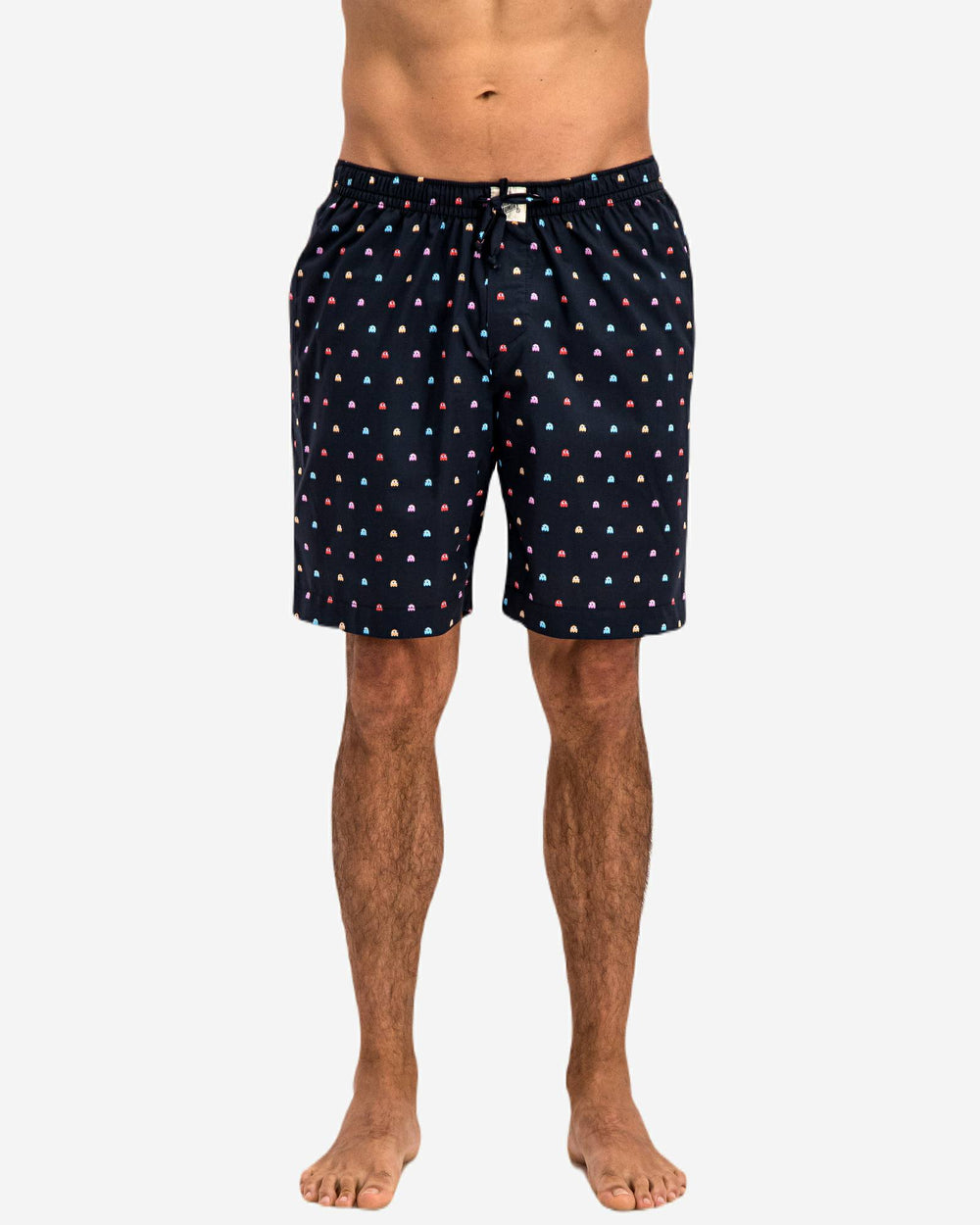 Mens lounge shorts with a p-ghost pacman pattern