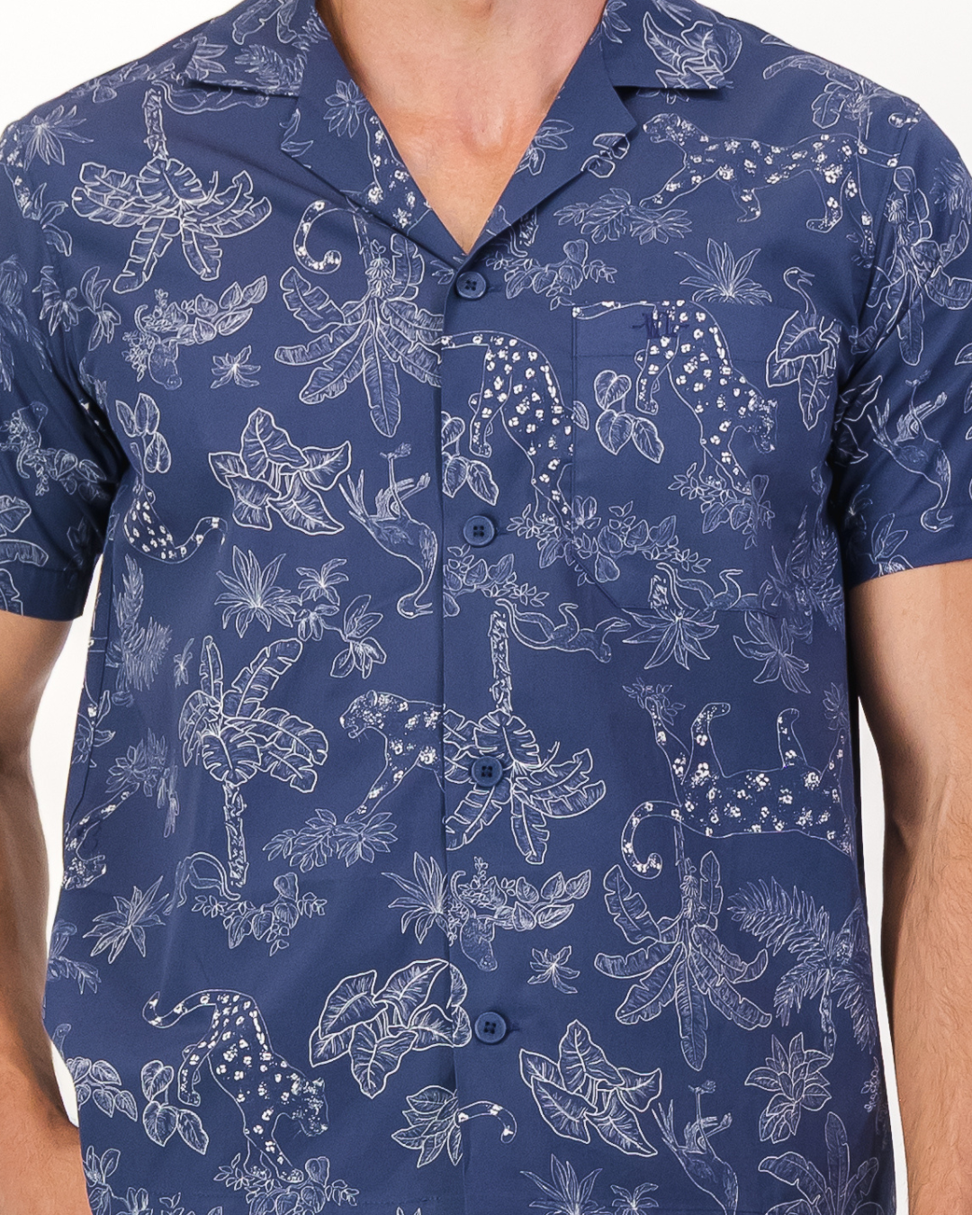 Men's short pyjamas – Tropical Leopard Navy