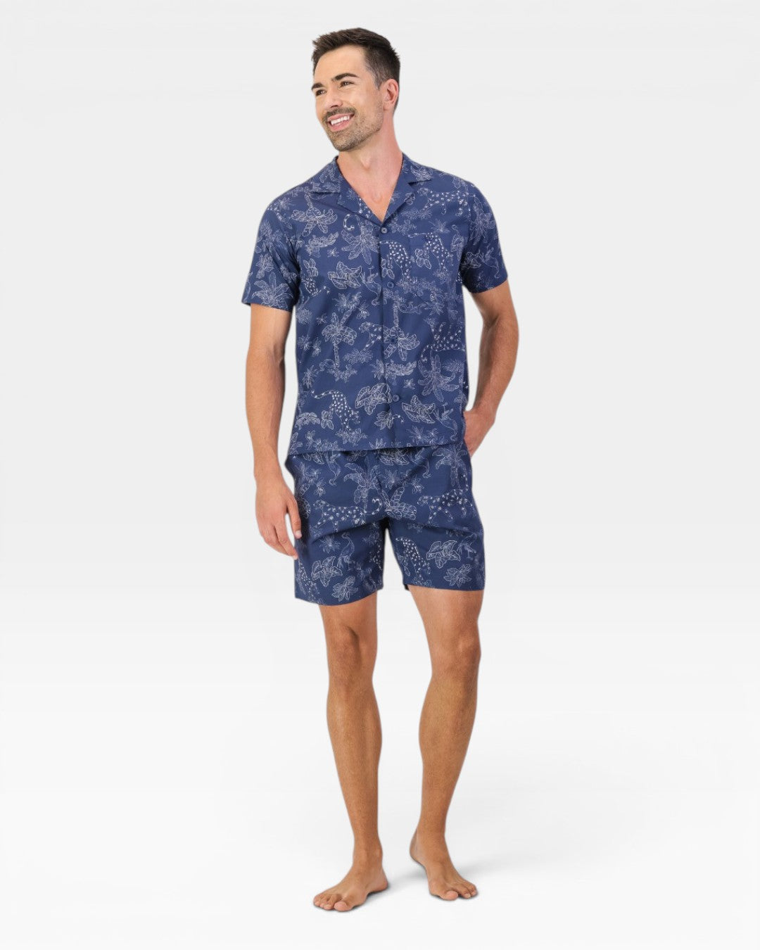 Men's short pyjamas – Tropical Leopard Navy