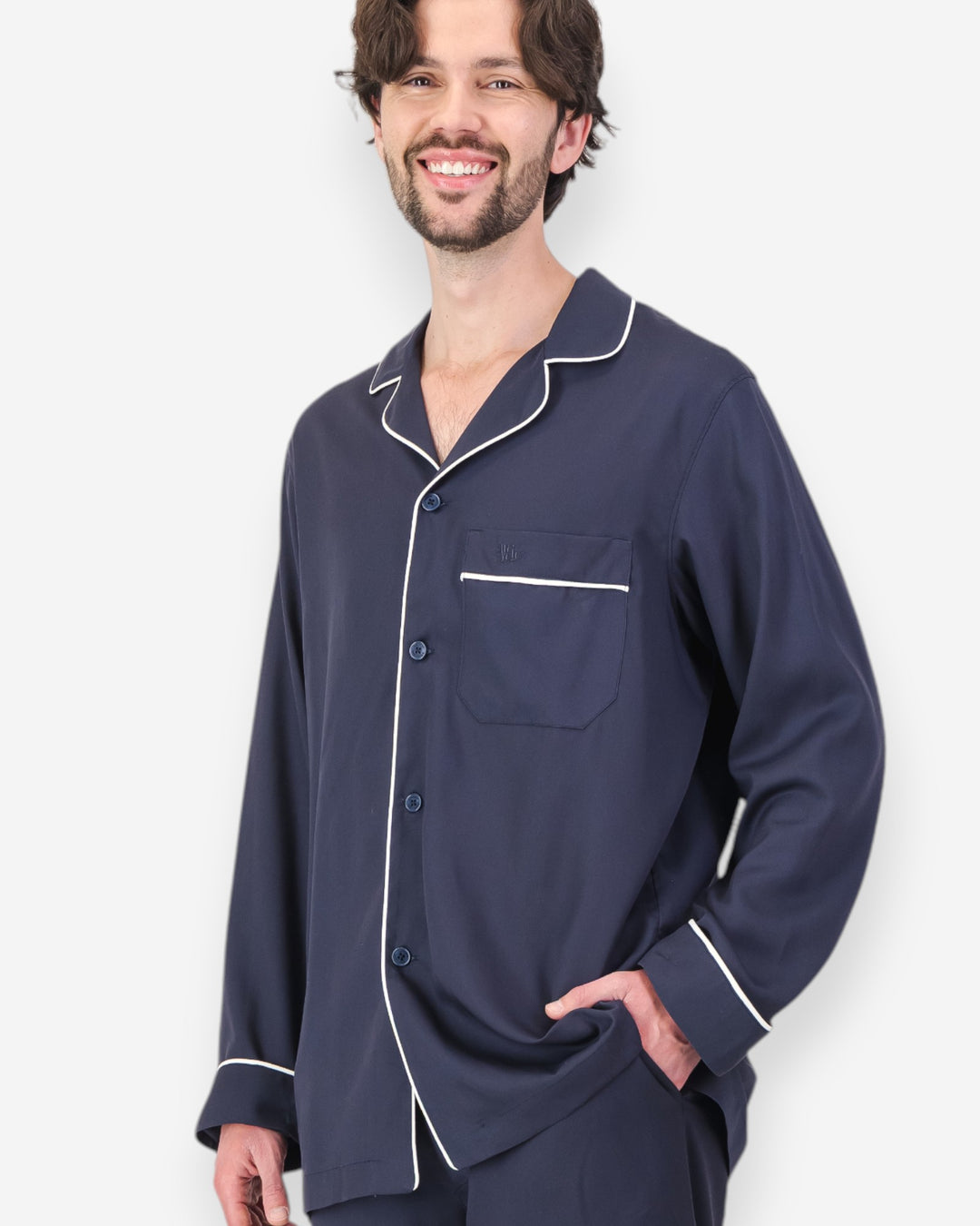 Mens navy pyjamas tencel