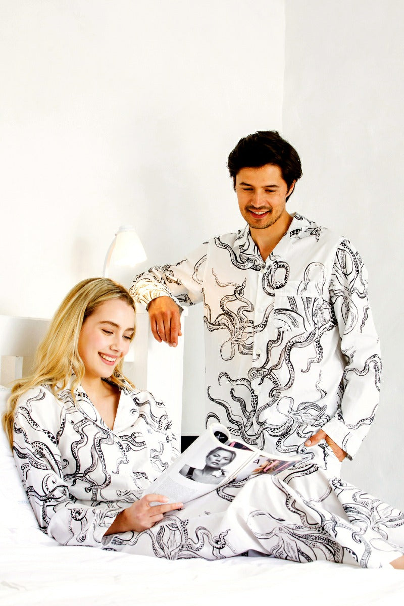 Mens white luxury pyjamas