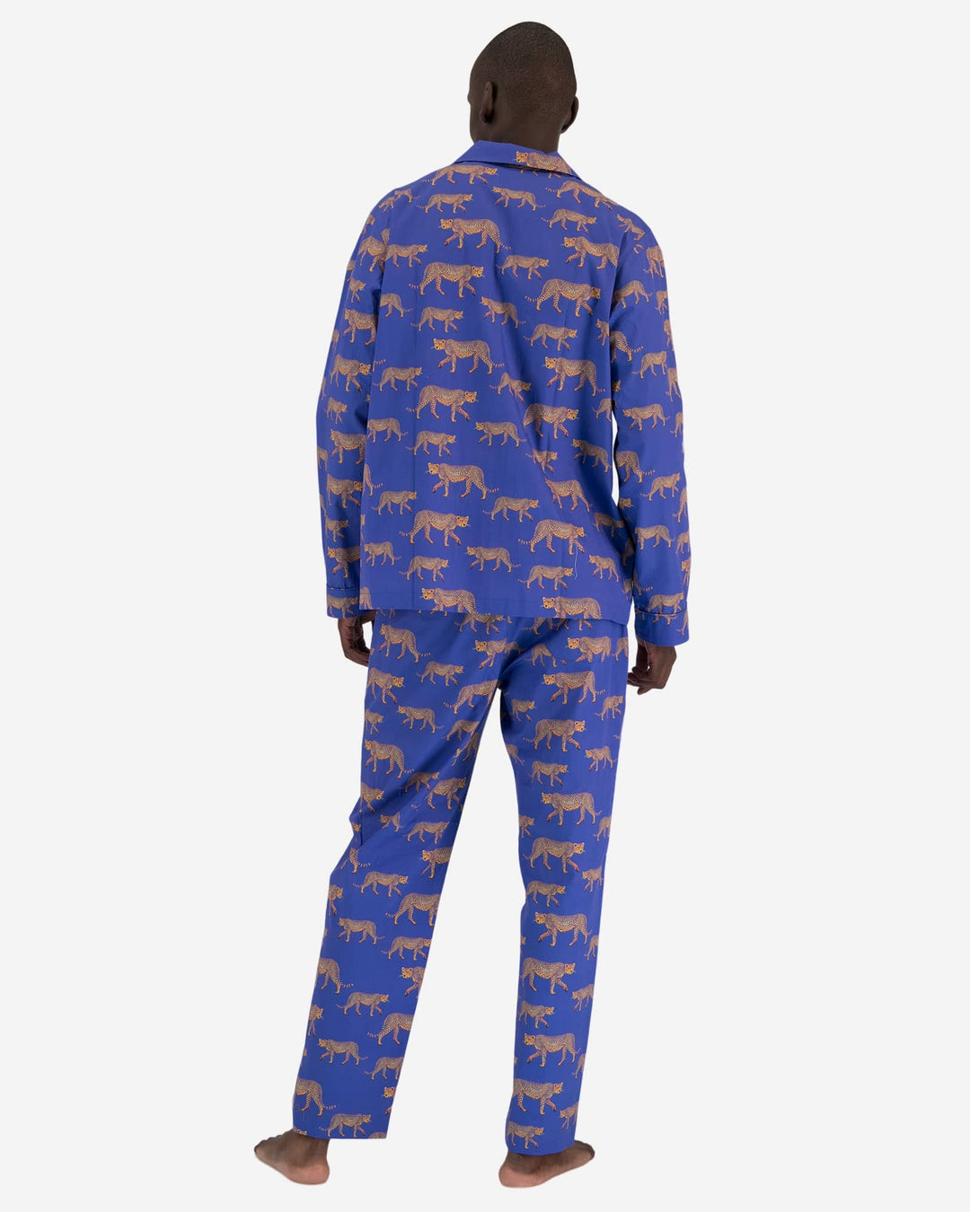 Electric blue pyjamas set for men with cheetahs