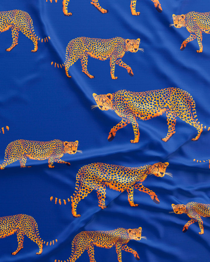 Electric blue pyjamas set for men with cheetahs
