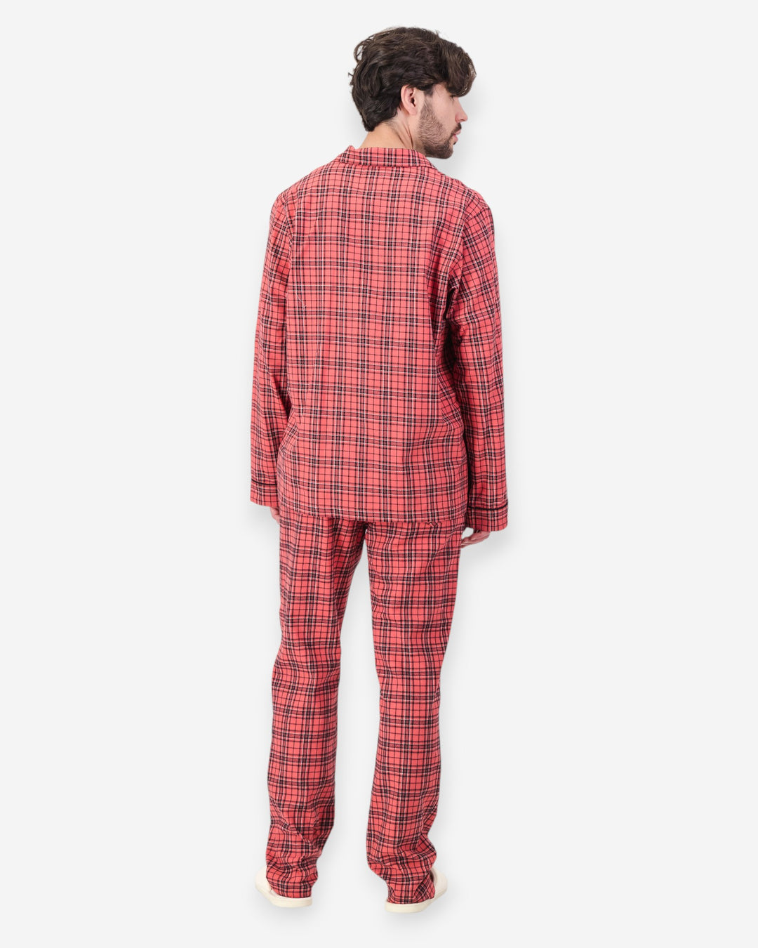 Mens red checked flannel pyjamas