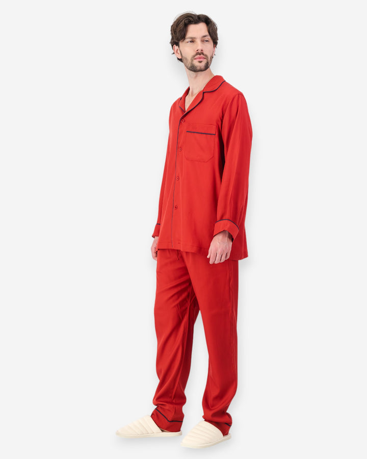 Mens red pyjamas tencel