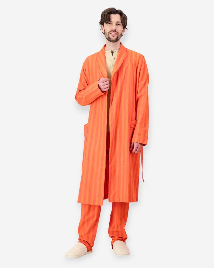 Men's Flannel Dressing Gown - Yoko Red