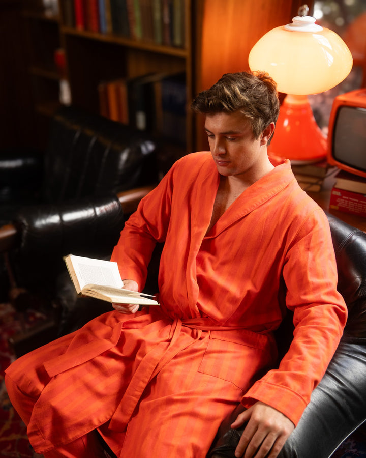 Men's Flannel Dressing Gown - Yoko Red