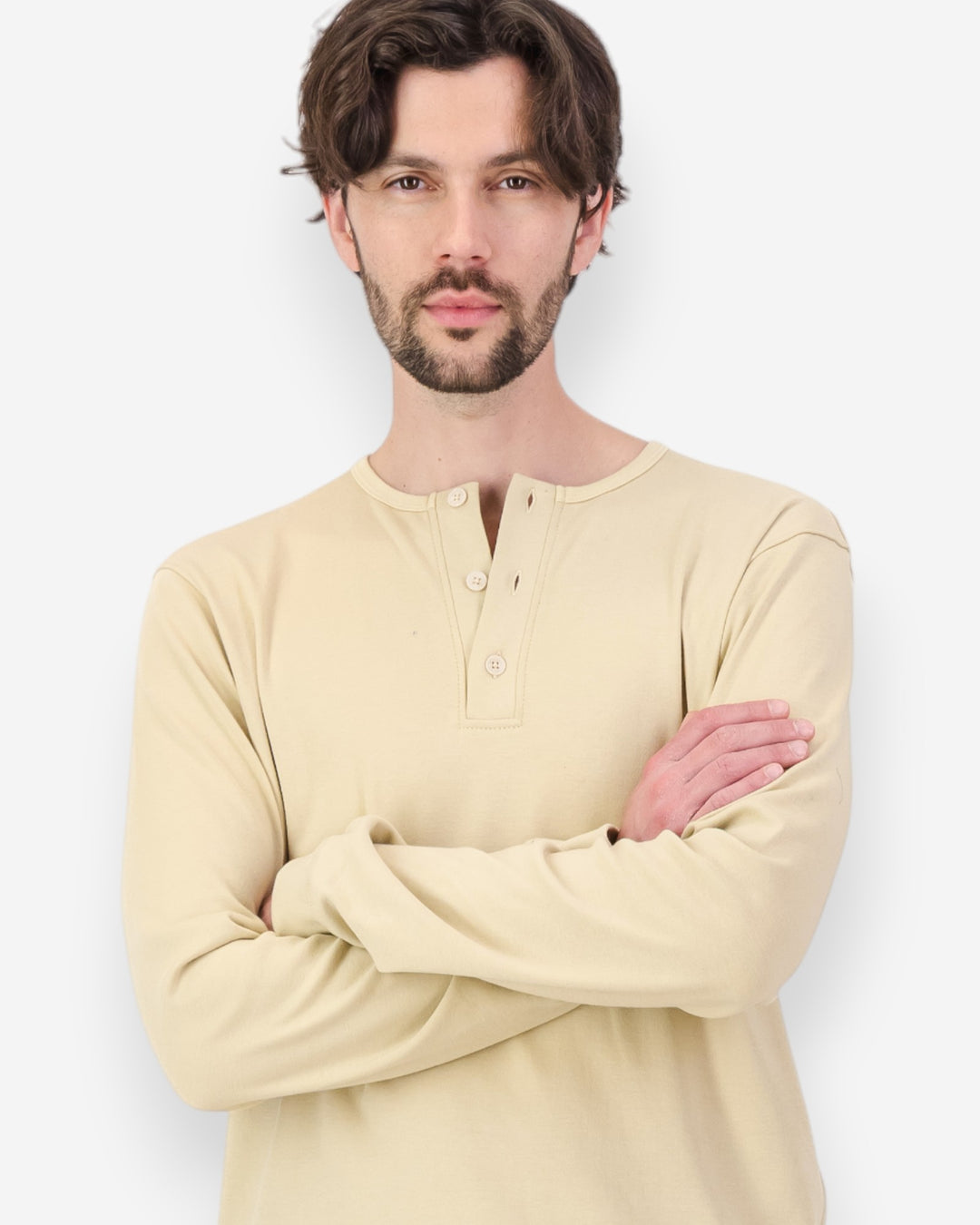 Mens beige henley shirt