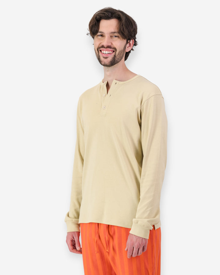 Mens beige henley shirt