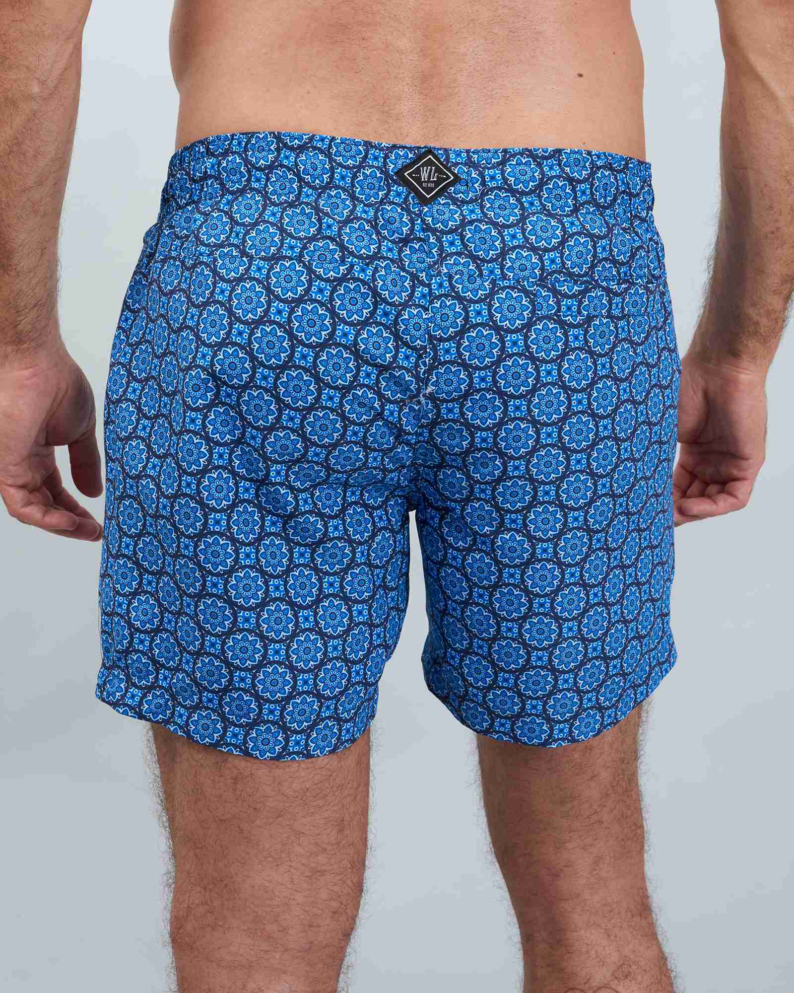 Men's Blue Swim Shorts - Indigo Floral | Woodstock Laundry AD