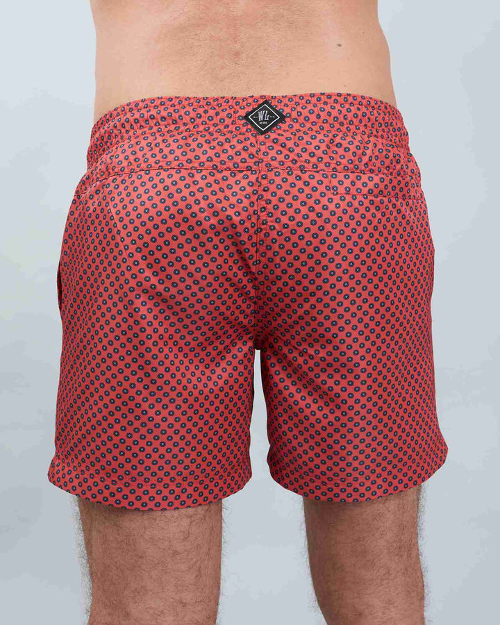 Mens red swim trunks - popy red