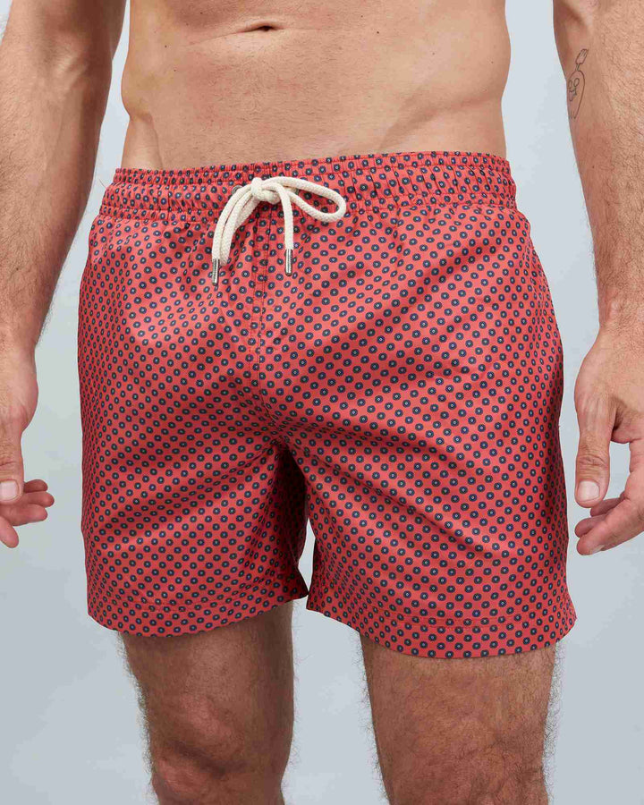 Mens red swim trunks - popy red