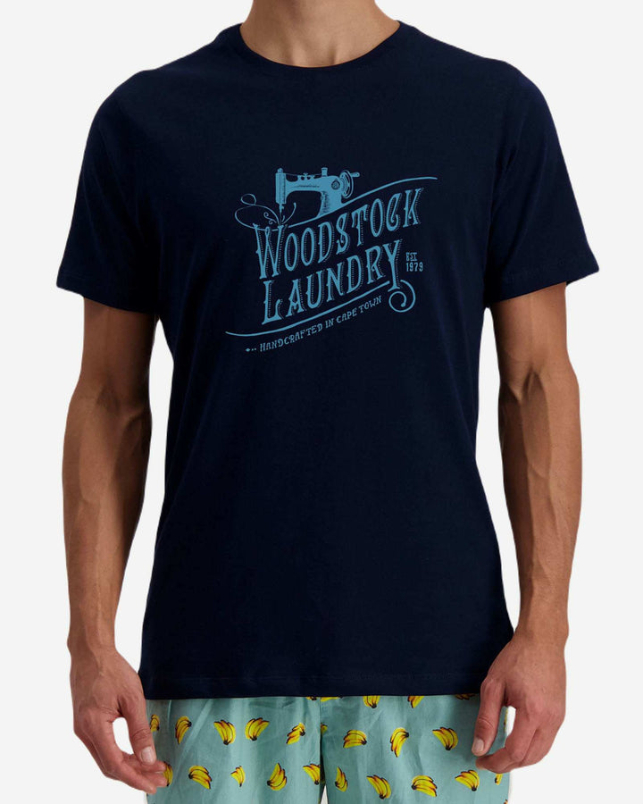 Mens navy t-shirts with blue logo