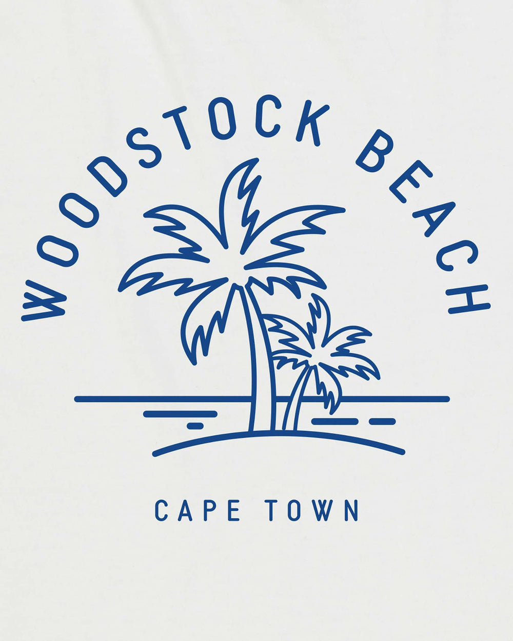 Mens white t-shirt with Woodstock Beach print