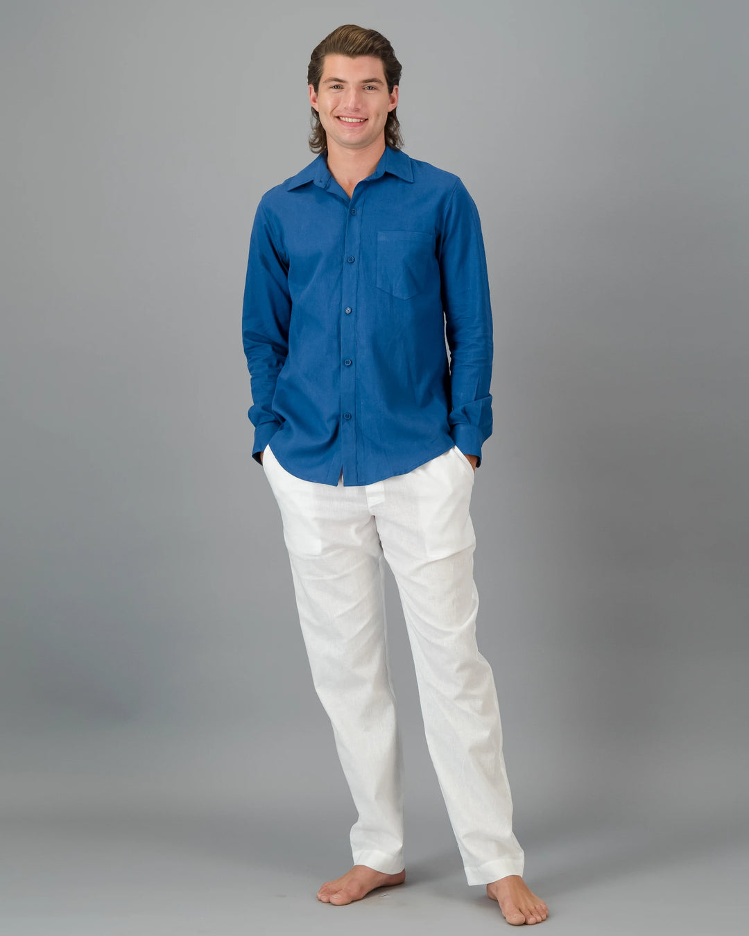 Mens white linen pants