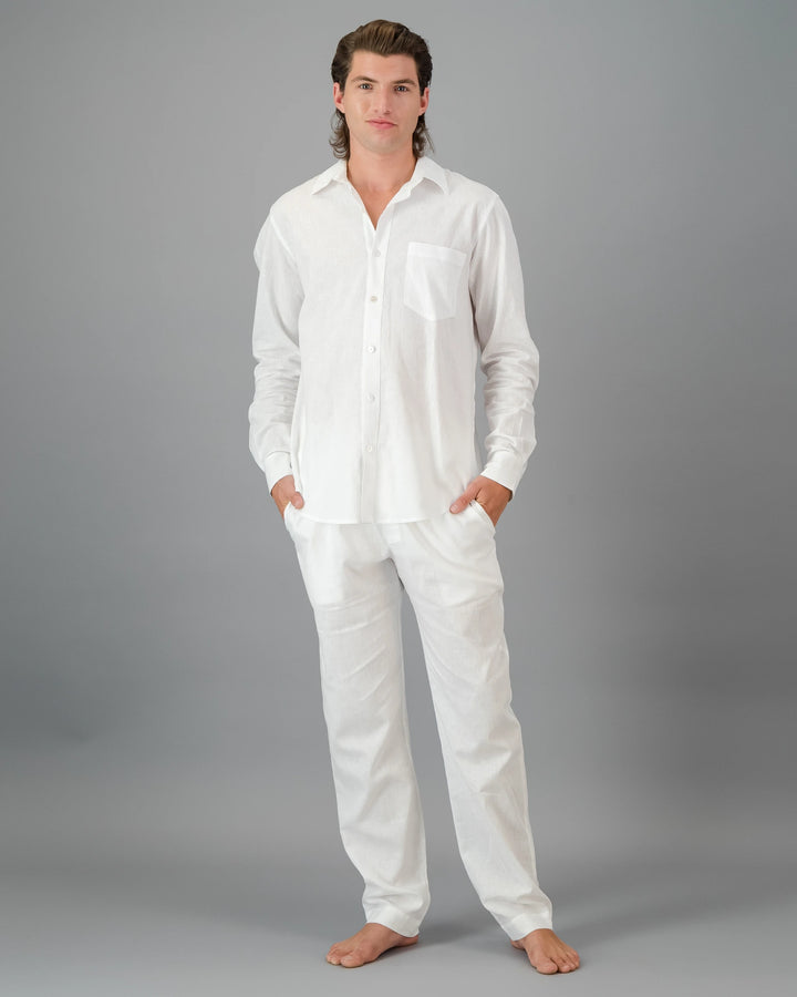 Mens white linen pants