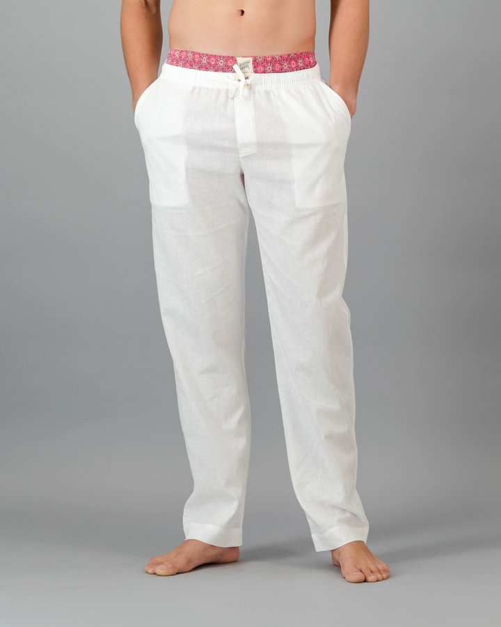 Mens white linen pants