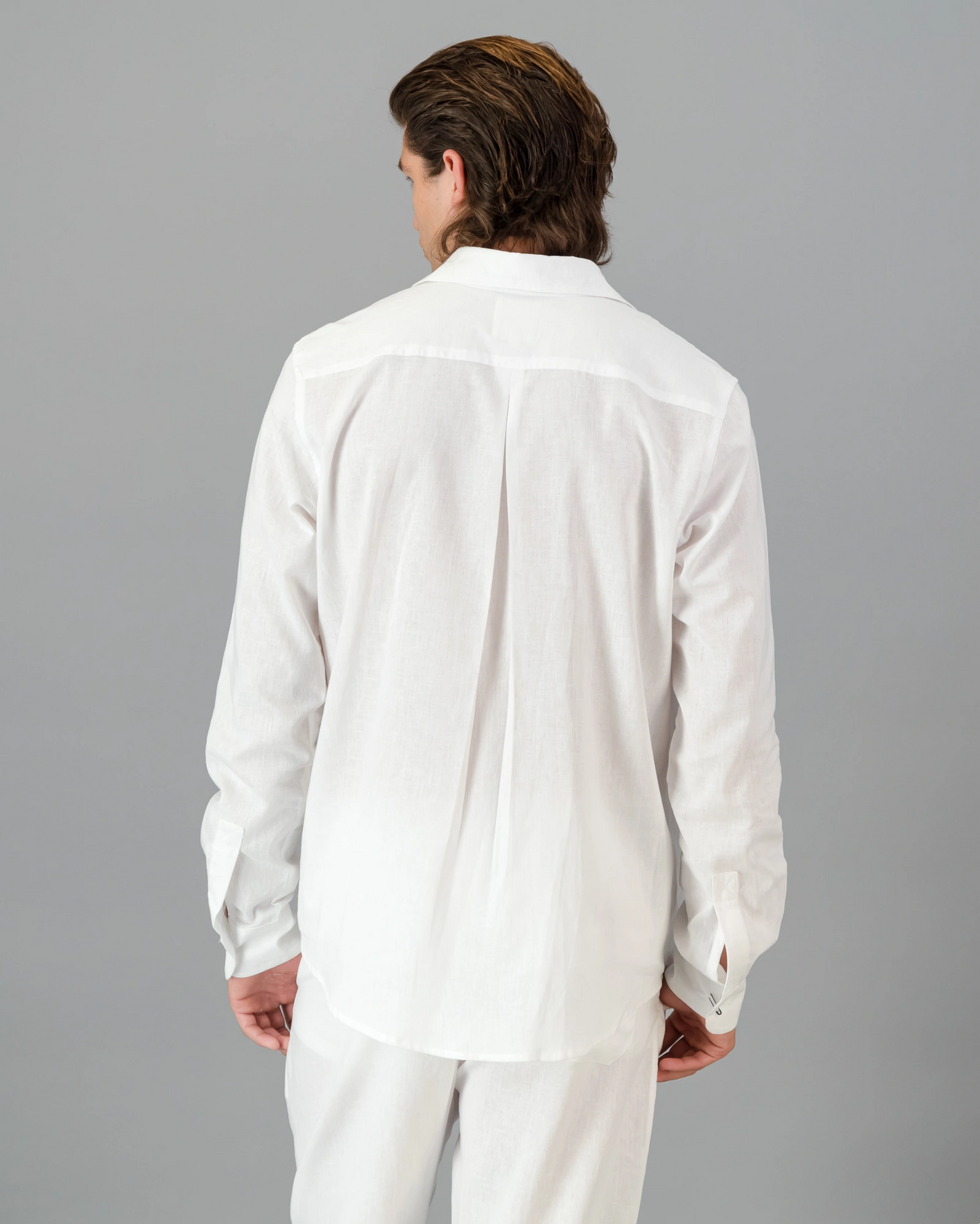 Men's White Linen Shirt - Long Sleeve | Woodstock Laundry AD Men's White Linen Shirt - Long Sleeve | Woodstock Laundry AD