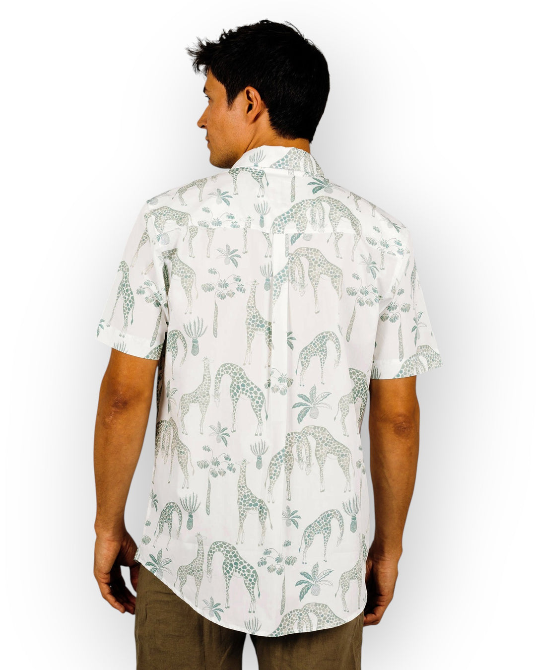 Sommerhemd Herren - Giraffes Green