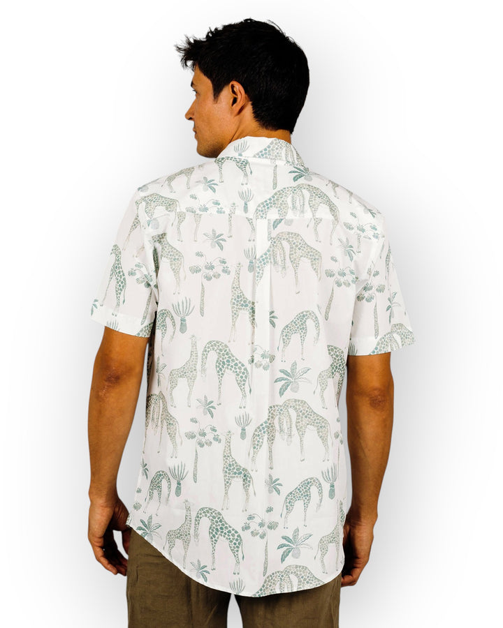 Sommerhemd Herren - Giraffes Green