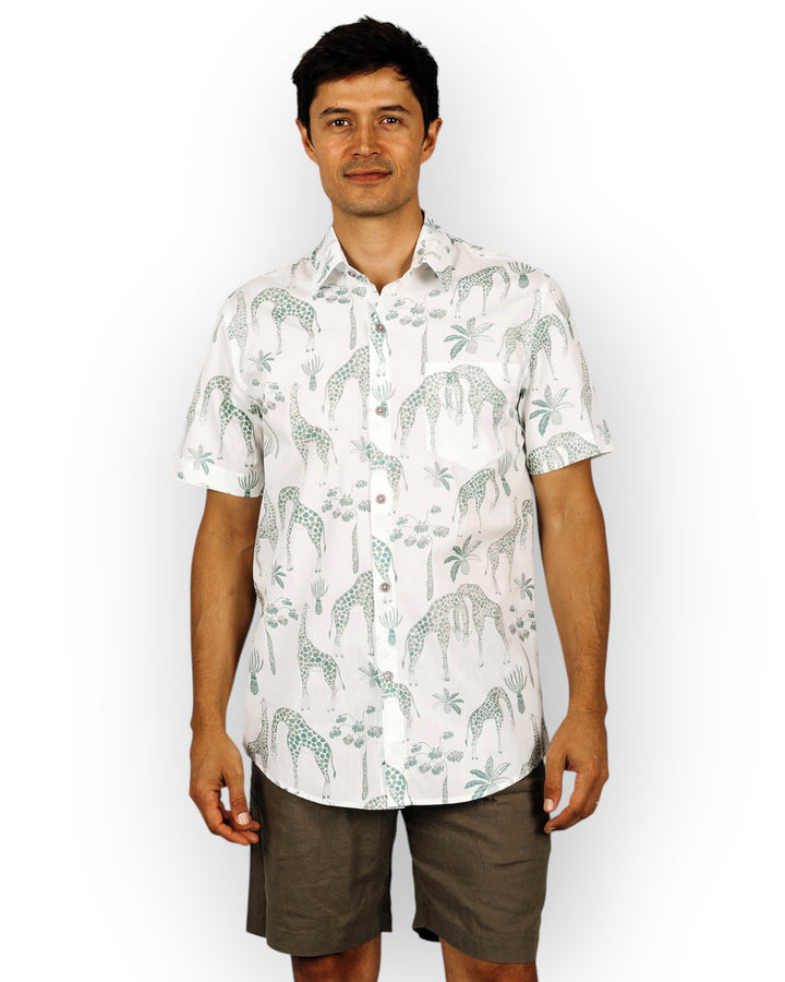 Sommerhemd Herren - Giraffes Green