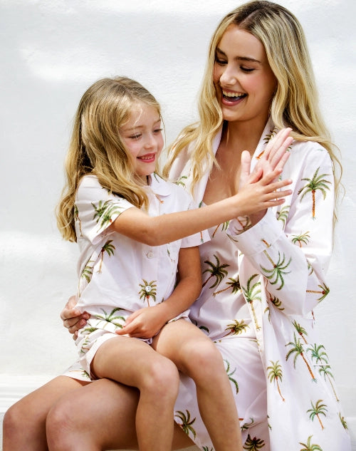 Mother and daughter matching pajamas