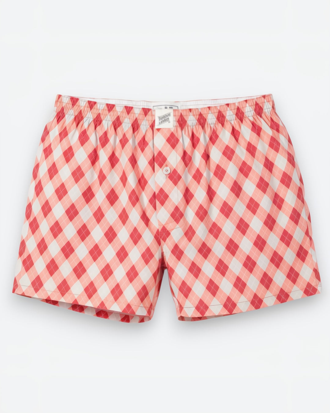 Red and white checkered boxers on a white background