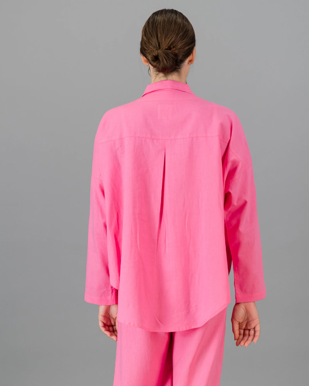 pink linen blouse womens