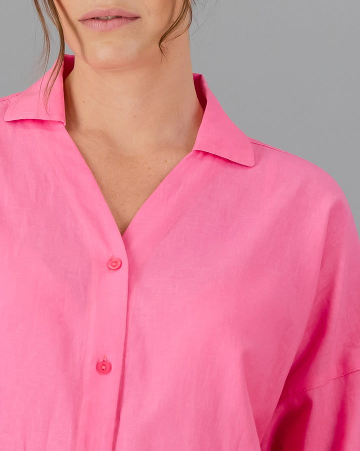 pink linen shirt womens