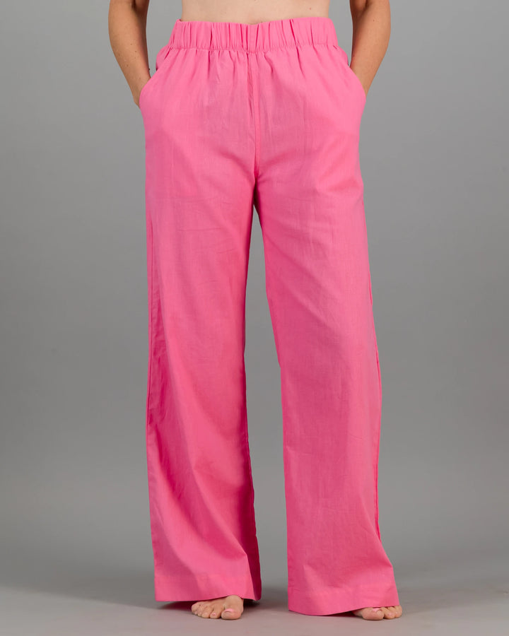 Pink linen trousers womens