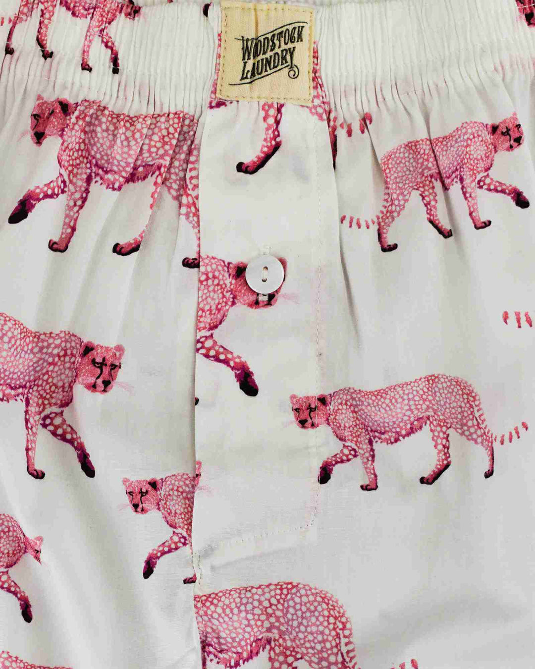 Pink and white boxer shorts