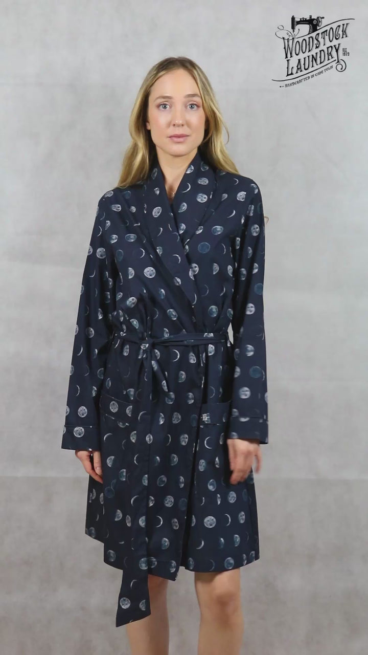 Womens dressing gown - blue moons