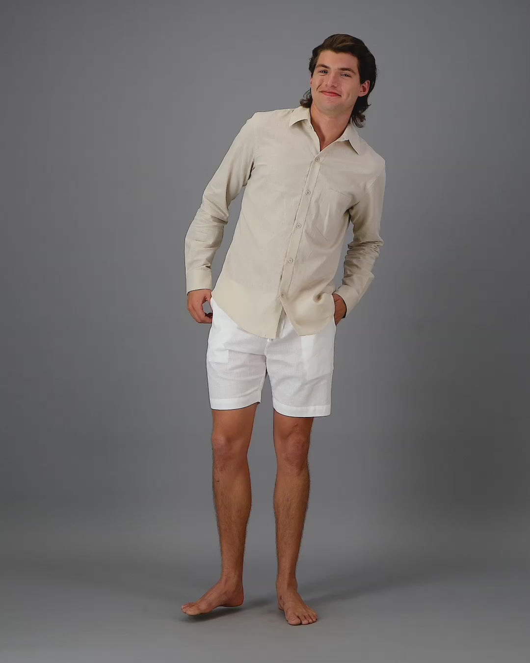 Linen shirt beige mens