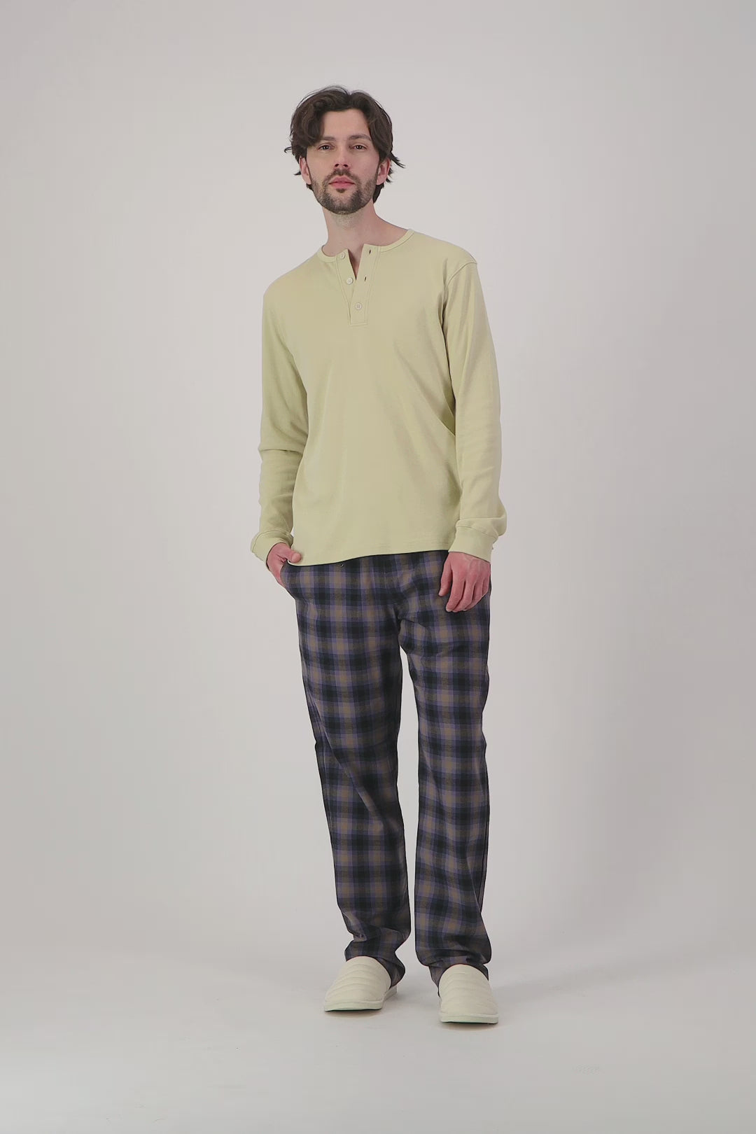 Mens beige henley shirt