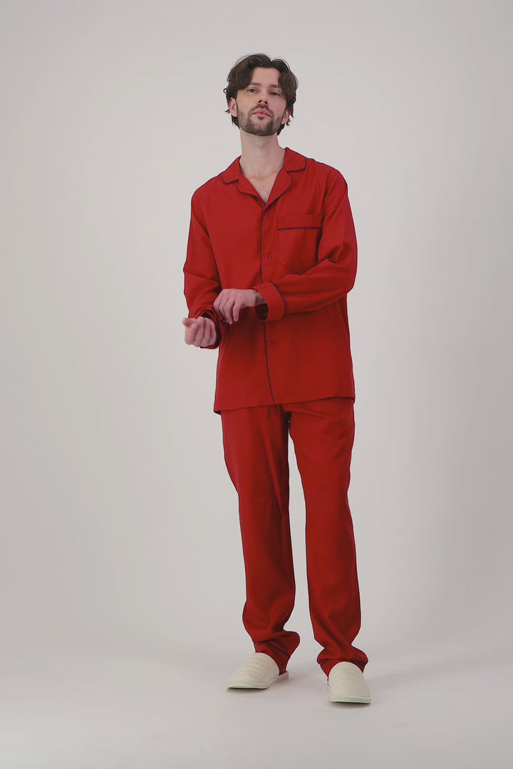 Mens red pyjamas tencel