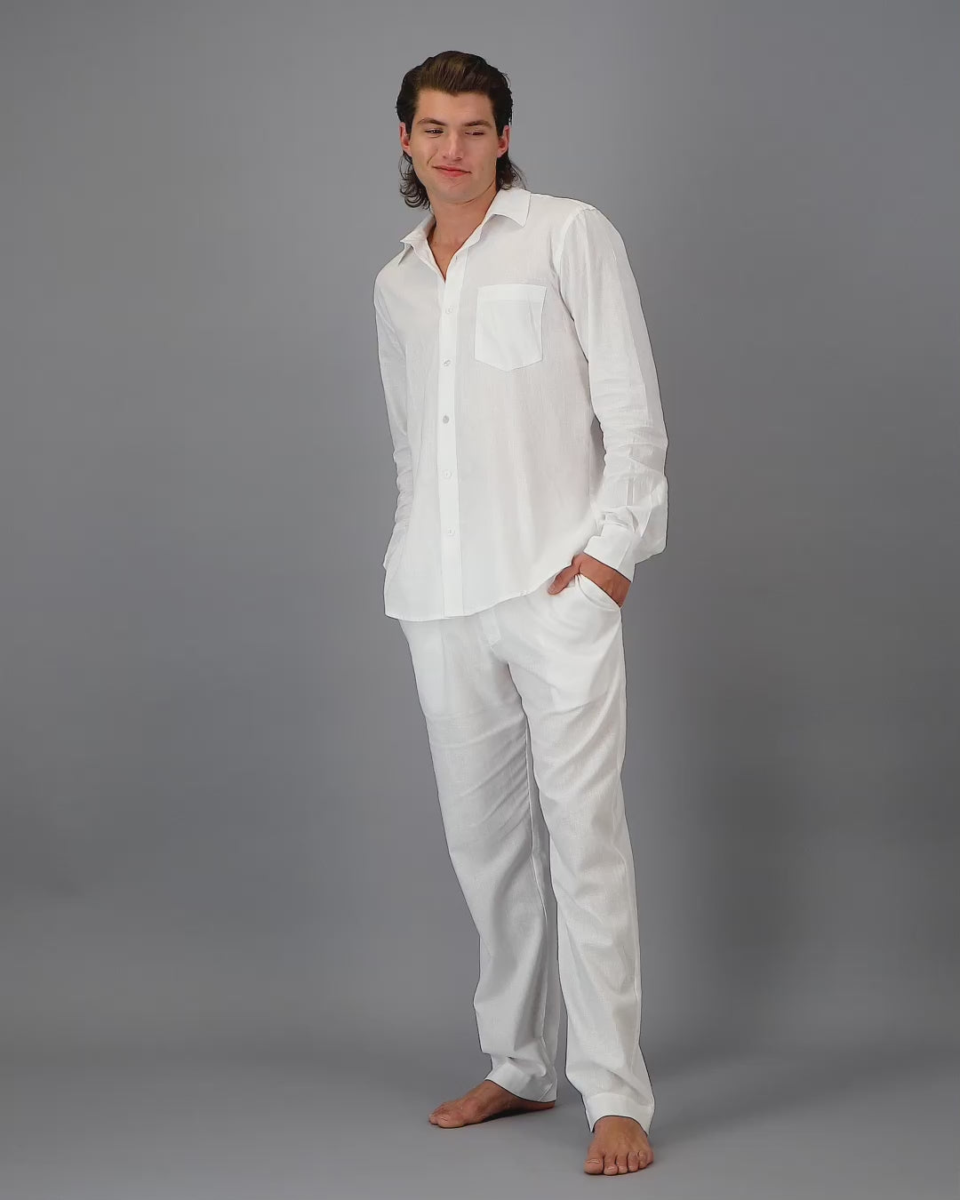 Mens white linen pants