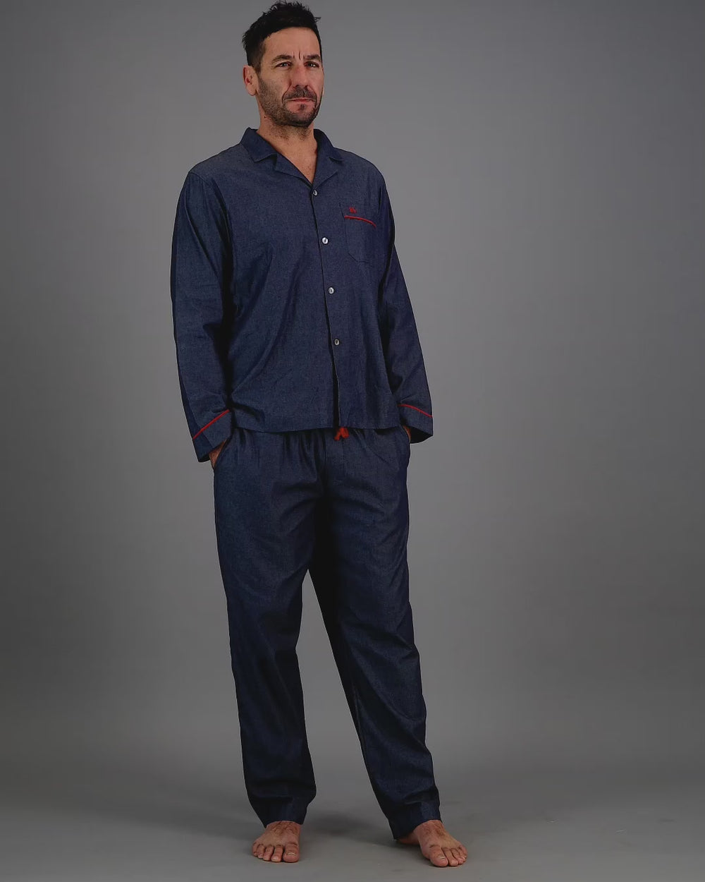 BLue matching pyjamas denim dark blue