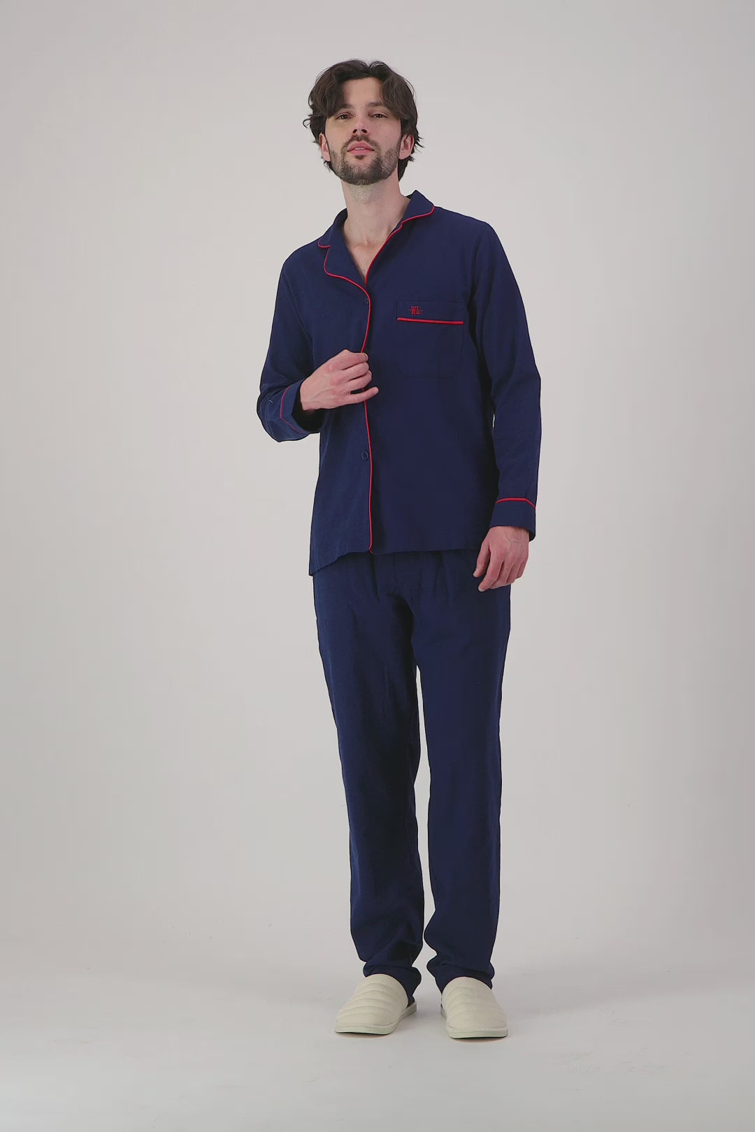 Flanellpyjamas Herr - Dark Navy
