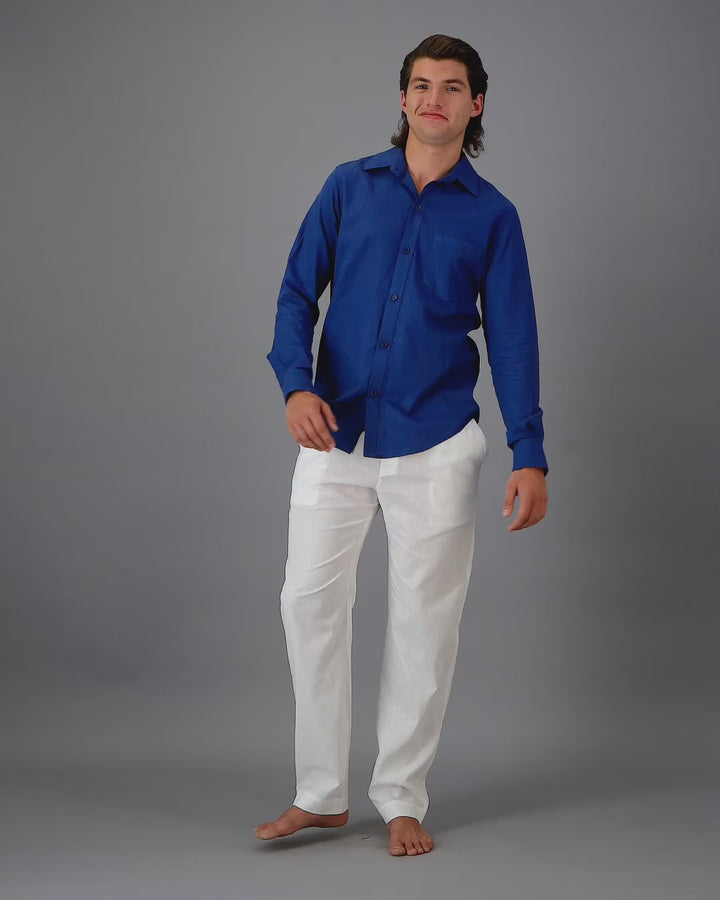 Mens white linen pants