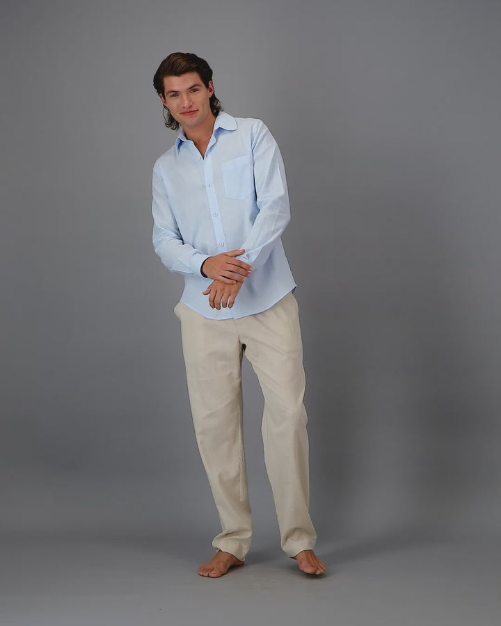 Mens light blue linen shirt