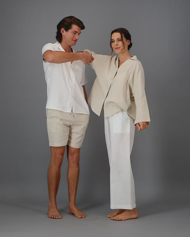 beige linen shirt womens