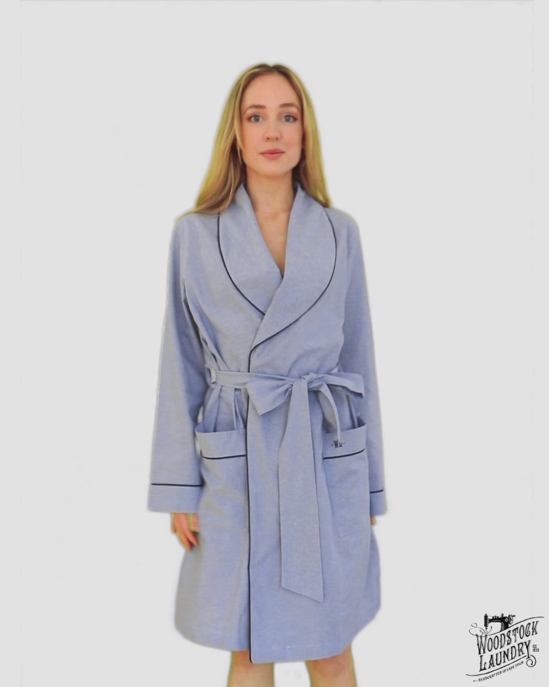 Womens dressing gown - denim light blue