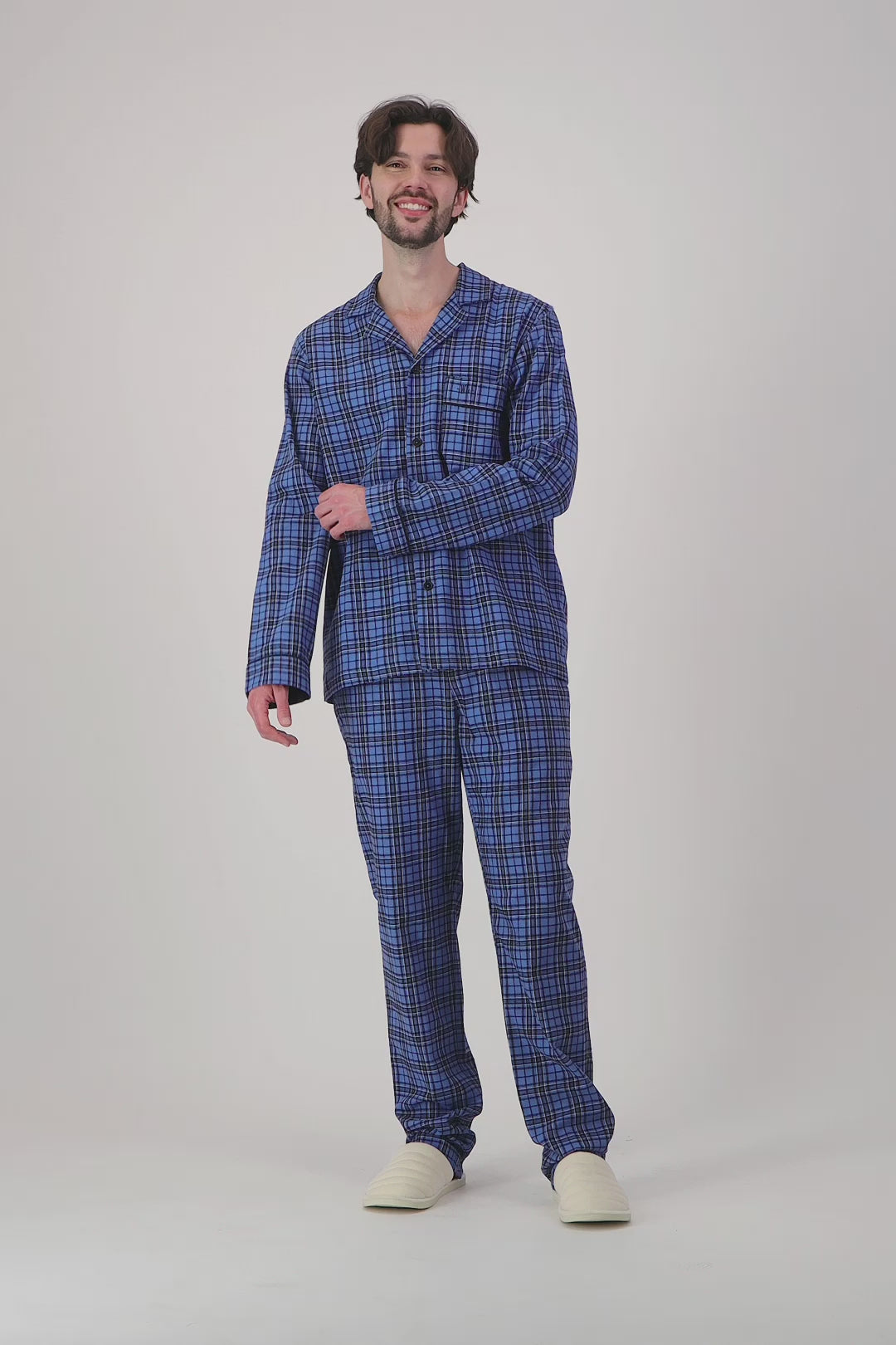 Men's Flannel Pyjamas - Camden Blue