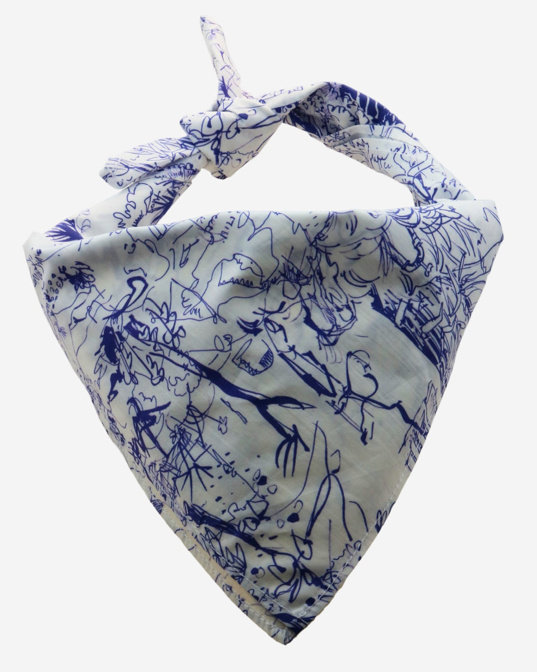 White bandana with blue Walter Battiss design