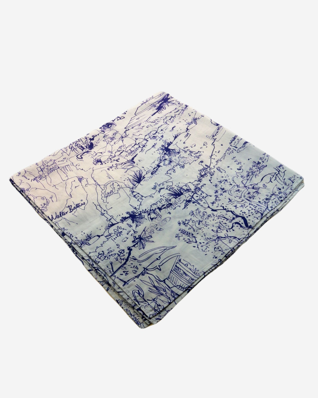 White bandana with blue Walter Battiss design