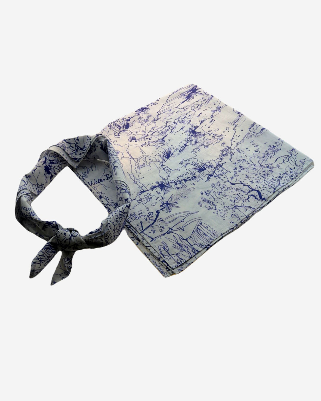 White bandana with blue Walter Battiss design