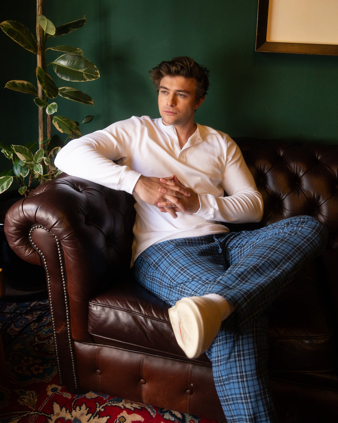 Mens white henley shirt