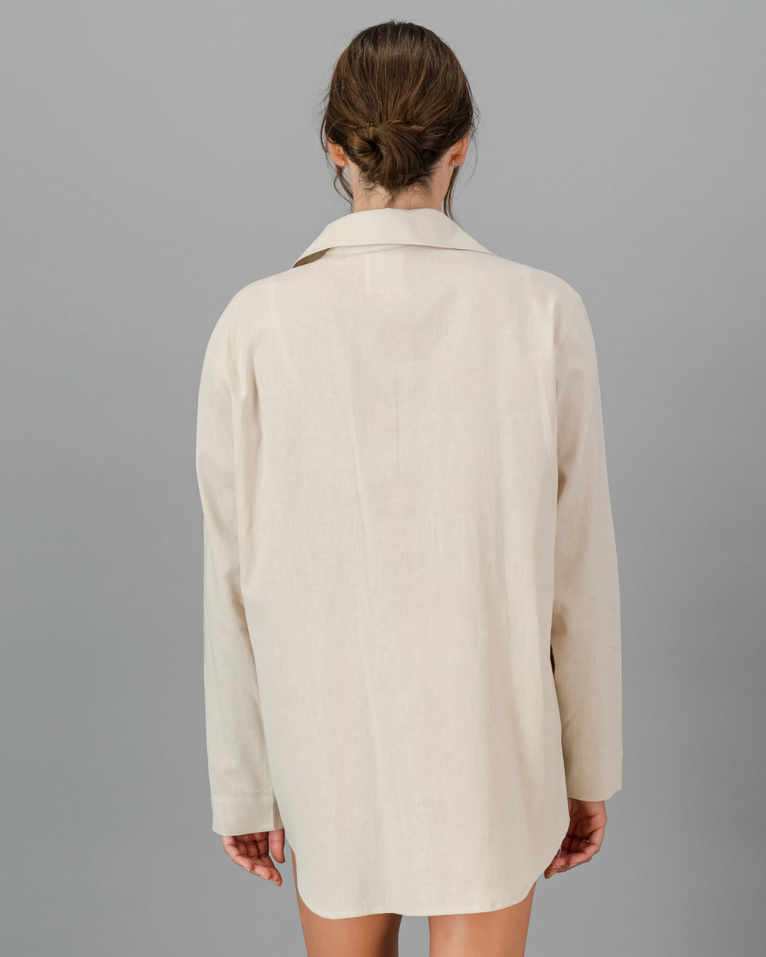 WOmens beige linen oversized shirt