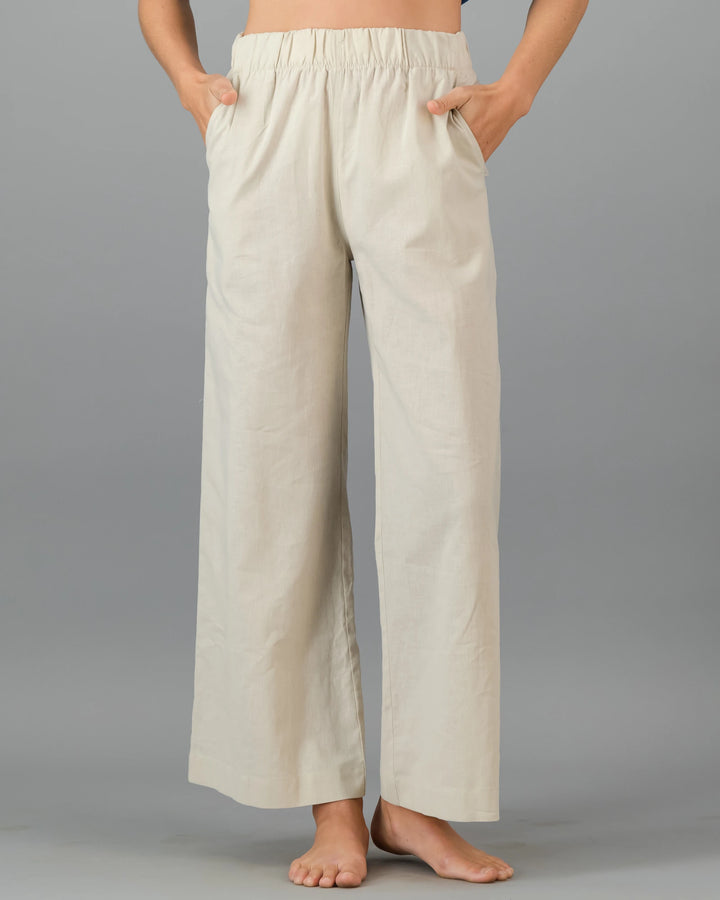 Womens beige linen trousers