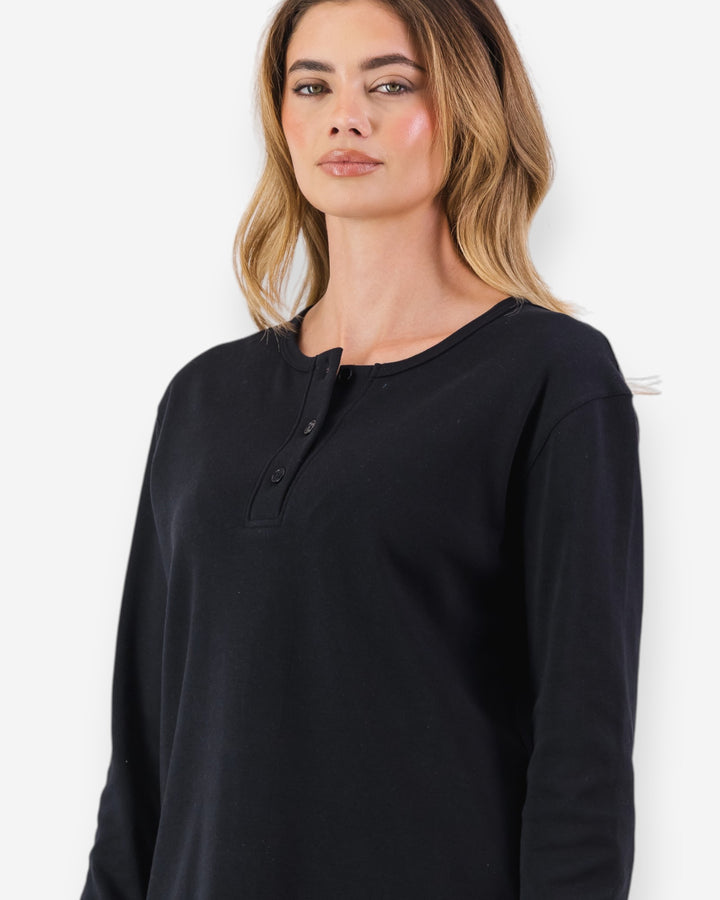 Womens black henley shirt
